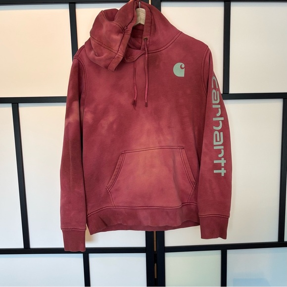 Carhartt Hoodie Relaxed Fit MED MIDWEIGHT LOGO SLEEVE GRAPHIC Distressed Stains - Picture 2 of 16